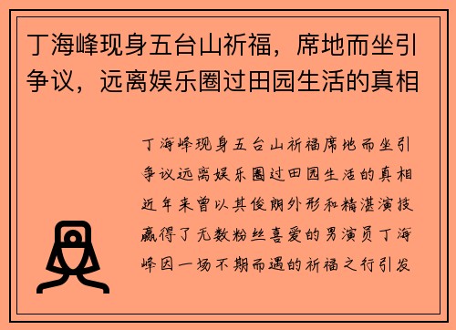 丁海峰现身五台山祈福，席地而坐引争议，远离娱乐圈过田园生活的真相